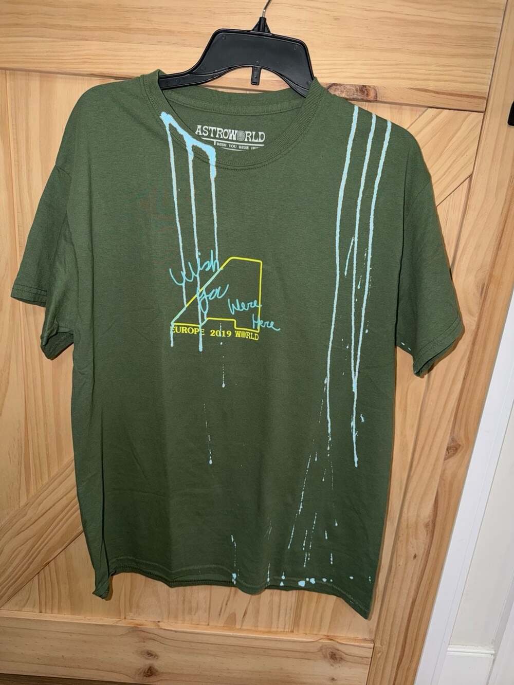Travis Scott Astroworld Europe 2019 World Tour T-Shirt Olive Green Size L